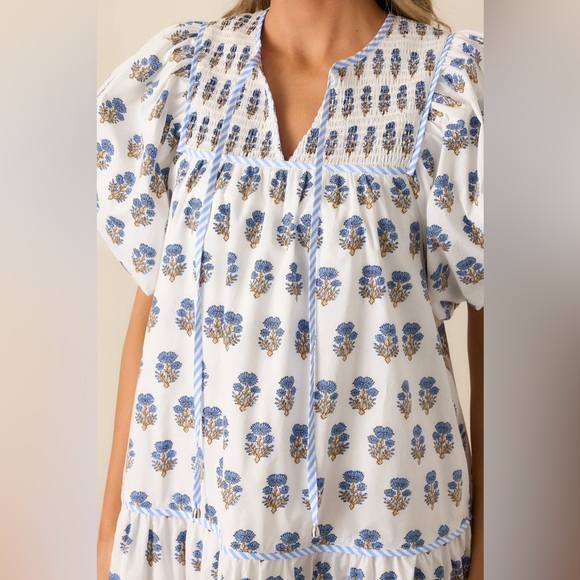 Entro Blue and white Floral Dress Large - Picture 3 of 6